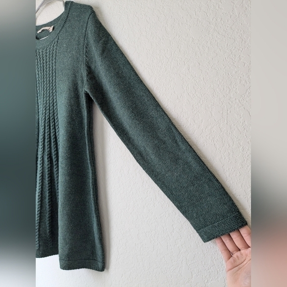 Soft Surroundings Evergreen Cable Knit Wool Blend Crewneck Sweater - Picture 8 of 11